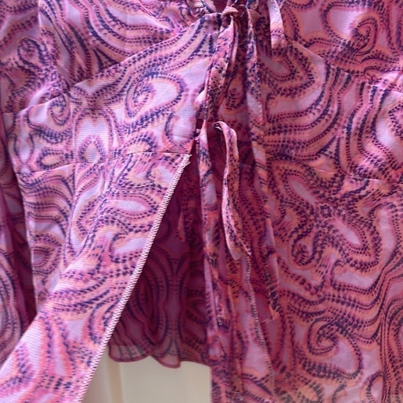 WILD fable, womens XL long sleeve sheer top, pink, two ties at front, NWT - Picture 3 of 6
